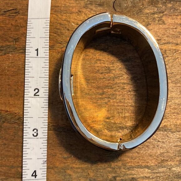 ANNE KLEIN Gold-Tone Cuff Bangle Bracelet with Leather Size 3.5” - Picture 7 of 7